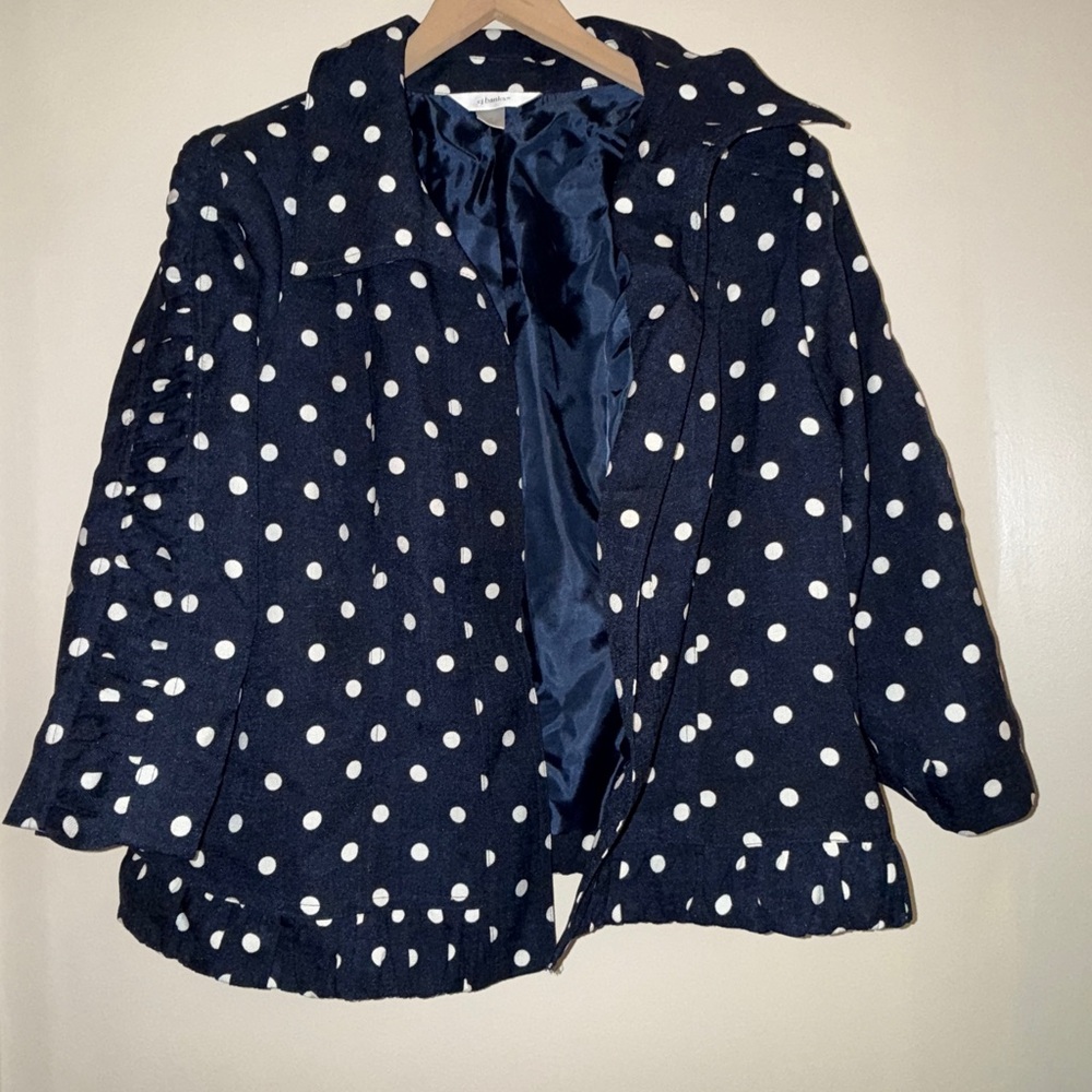 CJ Banks Navy and White Polka Dot Jacket